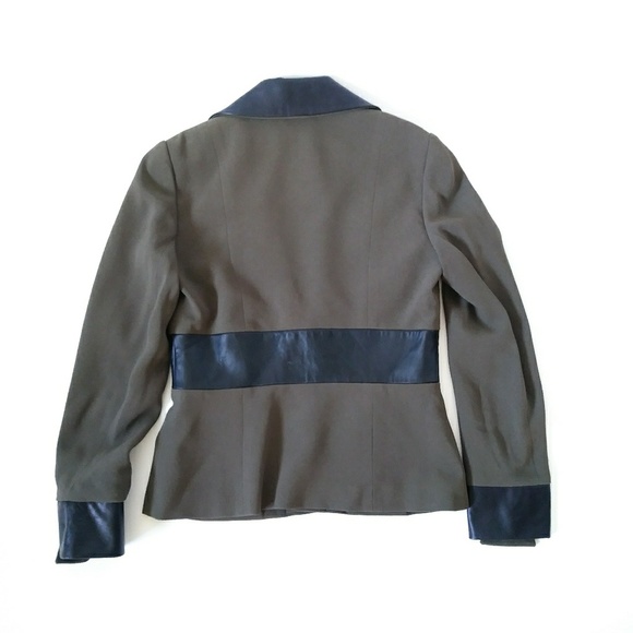 SOLD!!  ZELDA Military Blazer Jacket Leather Olive - Picture 2 of 7